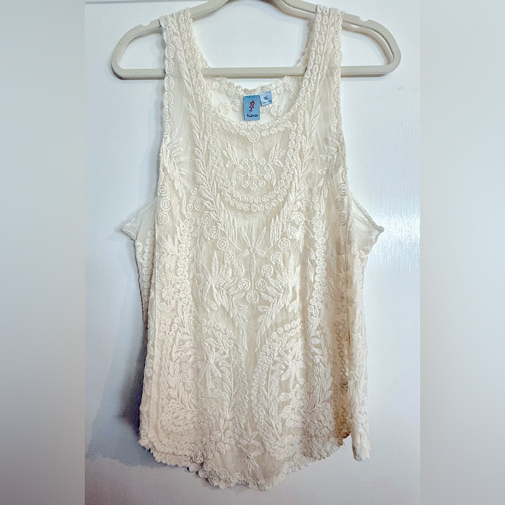 Pink Melo Ivory Lace Tank - Size: XL  | 
(Never Worn!)